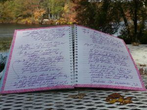 journal with fall backdrop