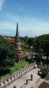 Buddhas surrounding the courtyard in Ayutthaya