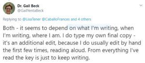 Gail Beck MD on writing then typing